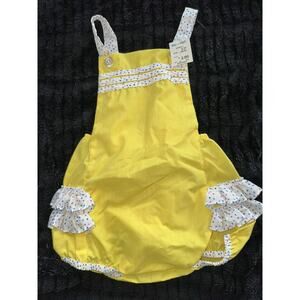 Vtg Polar Infantswear Girls Romper Ruffle Bottom Hearts 3T NWT Made In USA